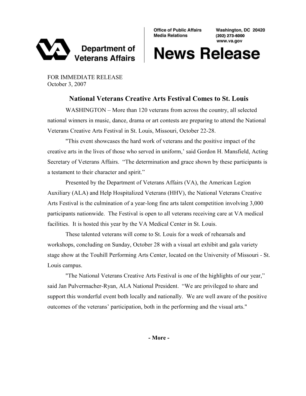 National Veterans Creative Arts Festival Comes to St. Louis