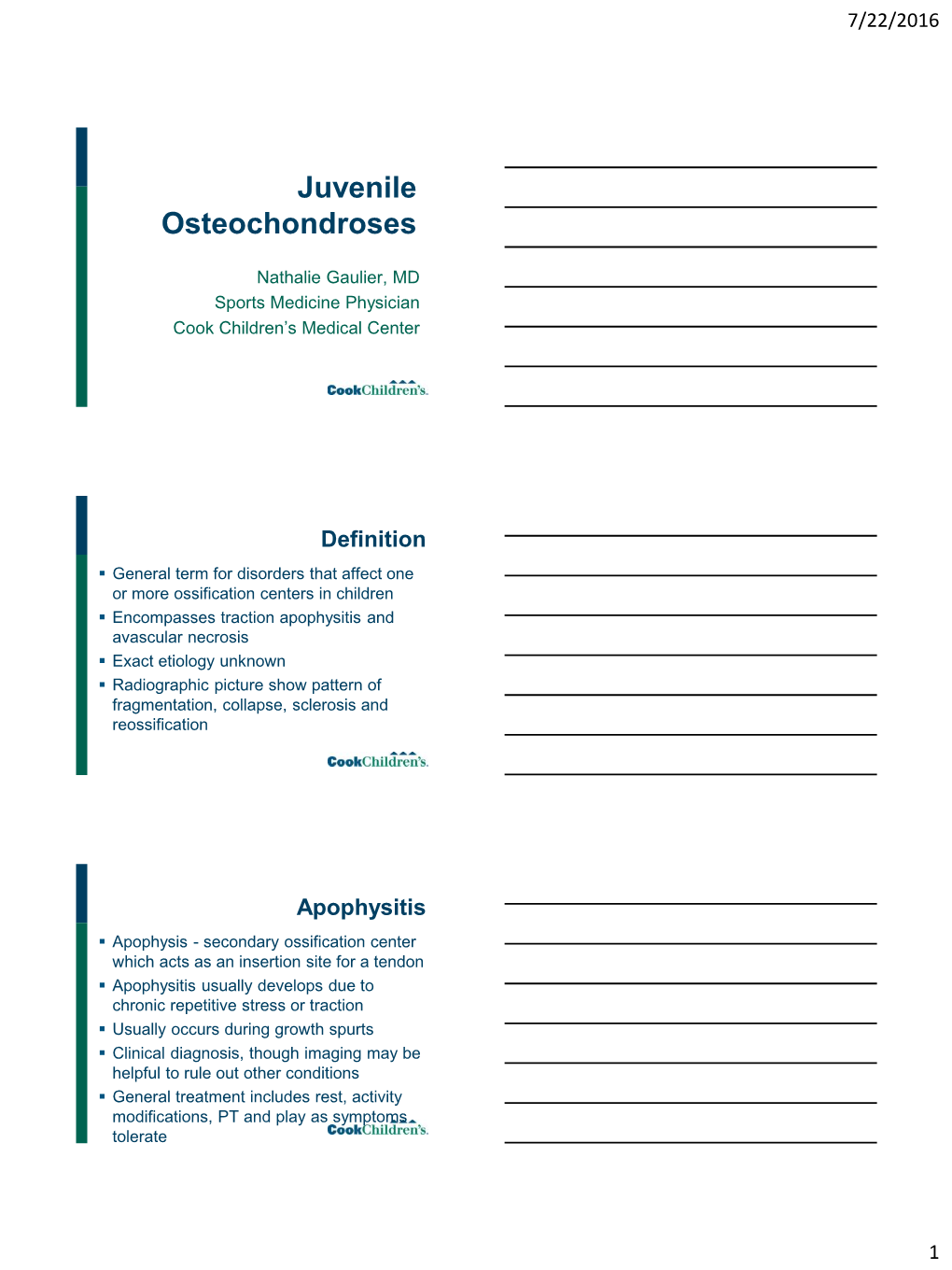 Juvenile Osteochondrosis