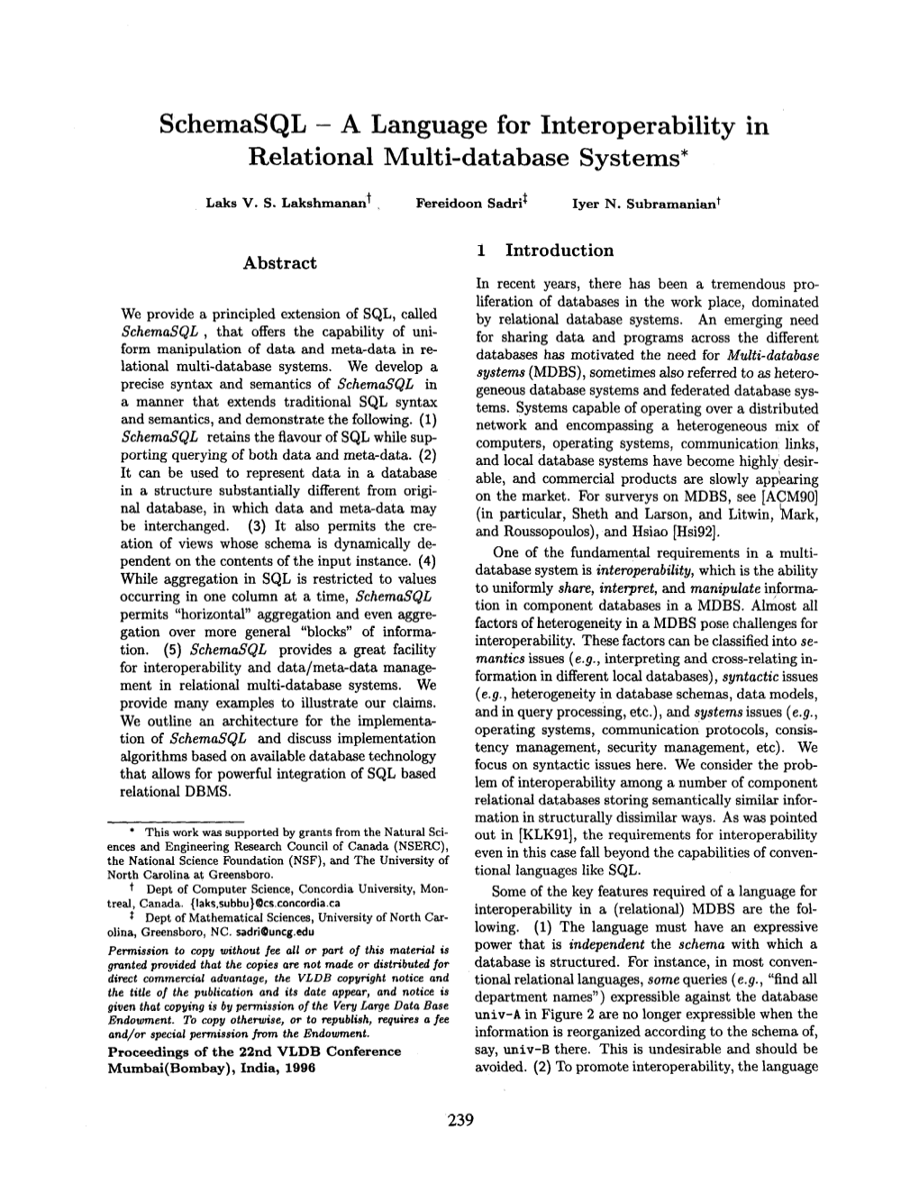 A Language for Interoperability in Relational Multi-Database Systems*