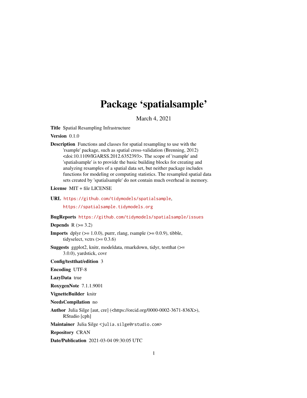 Package 'Spatialsample'