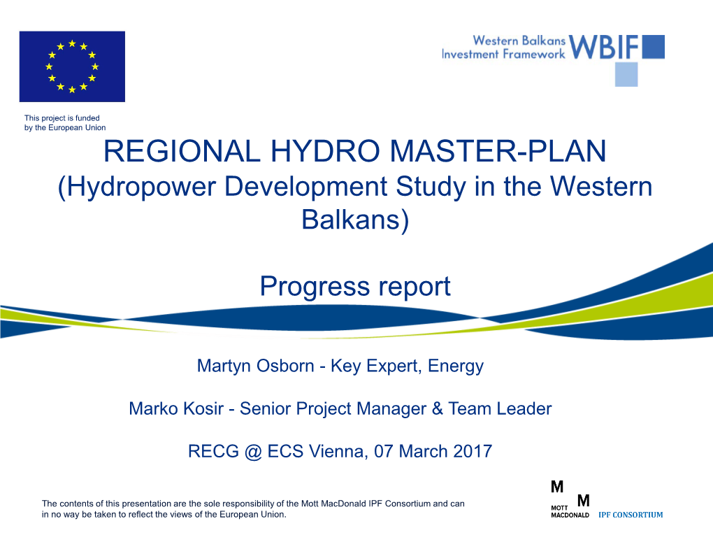 REGIONAL HYDRO MASTER-PLAN (Hydropower Development Study in the Western Balkans)