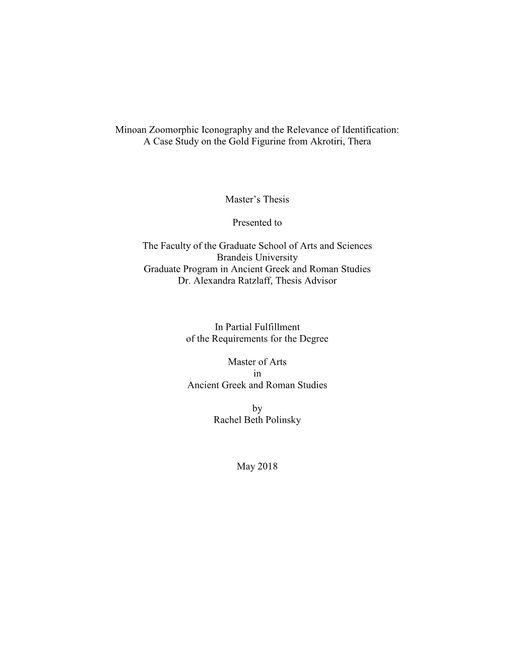 Minoan Zoomorphic Iconography and the Relevance of Identification: a Case Study on the Gold Figurine from Akrotiri, Thera