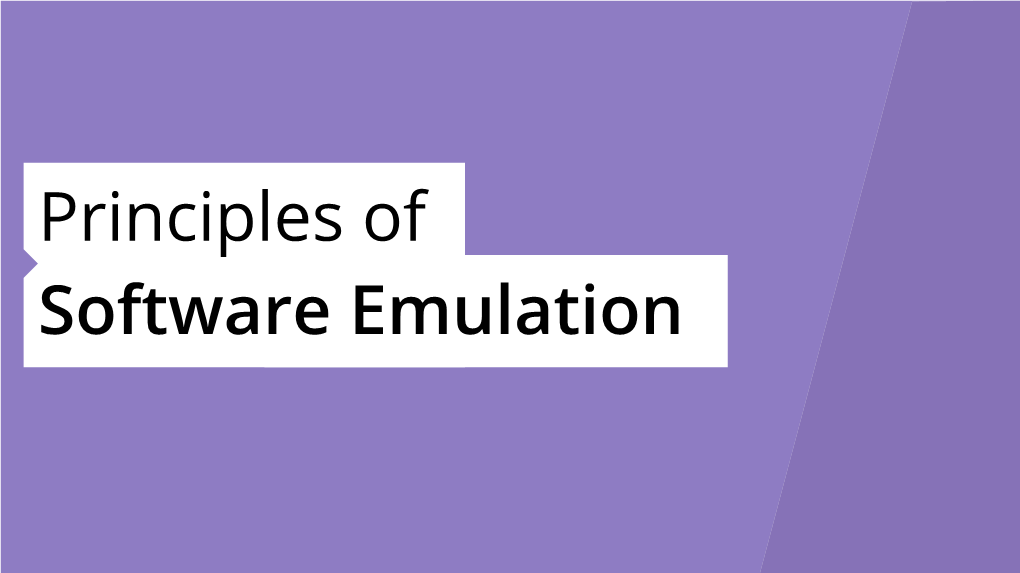 Principles of Software Emulation