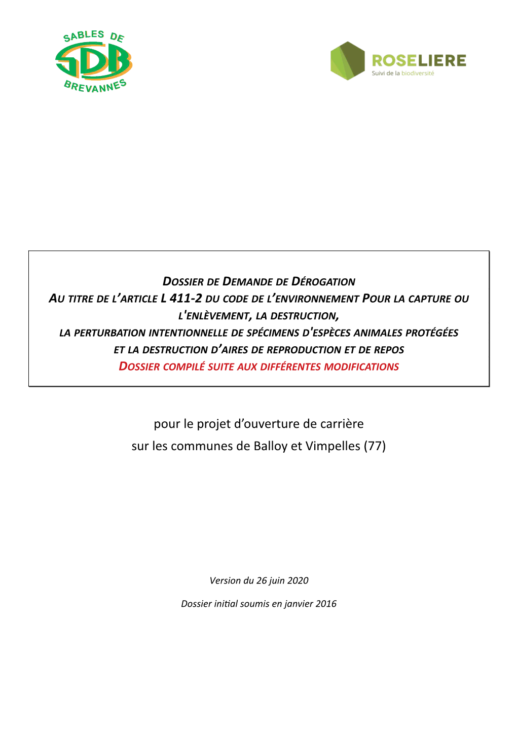 Pour Le Projet D'ouverture De Carrière Sur Les Communes De Balloy Et