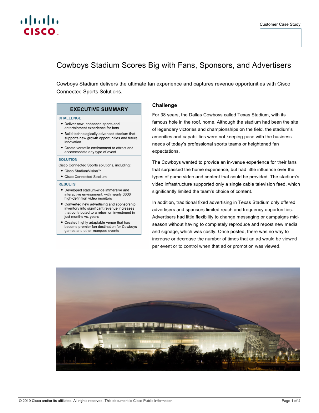 Cowboys Stadium Scores Big with Fans, Sponsors, and Advertisers