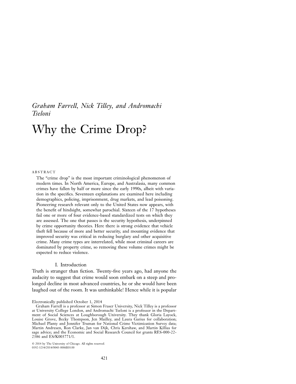 Why the Crime Drop?