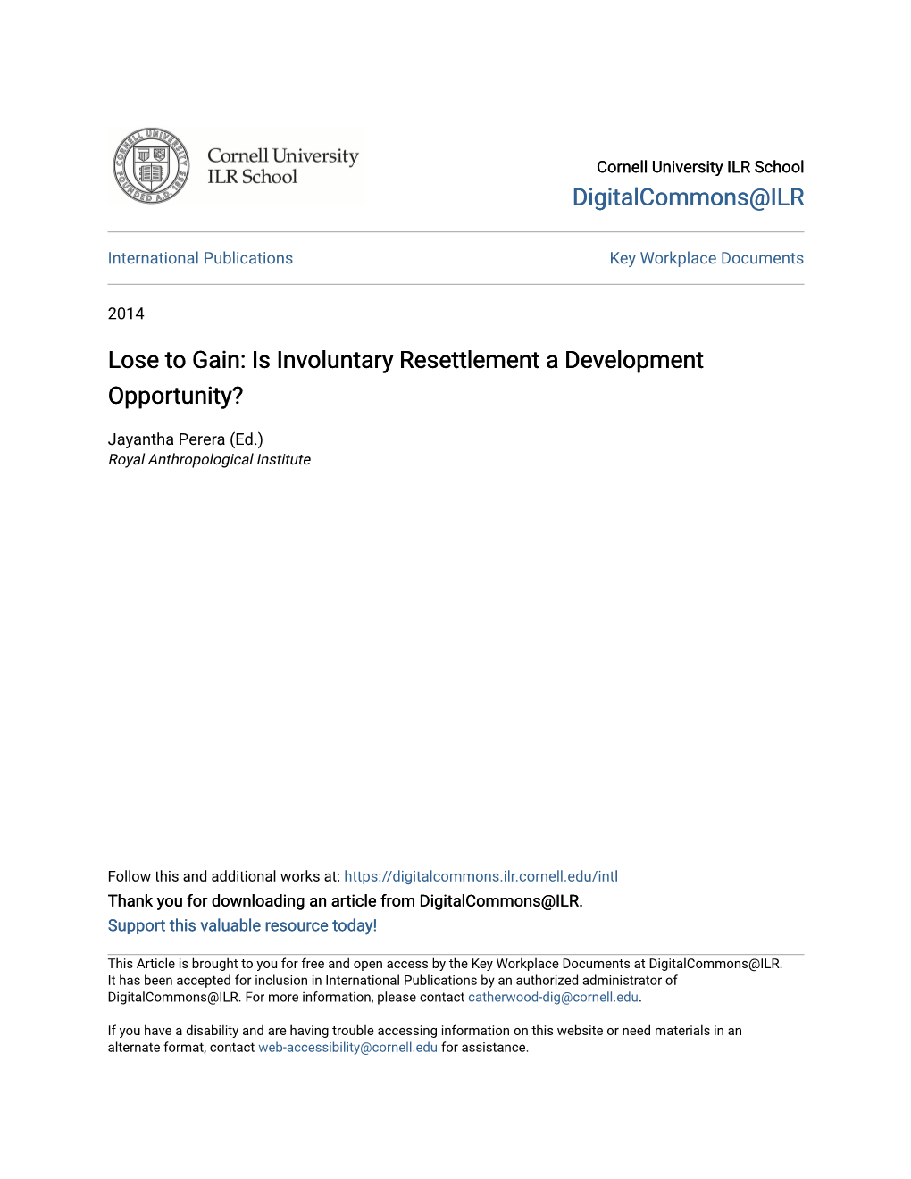 Is Involuntary Resettlement a Development Opportunity?