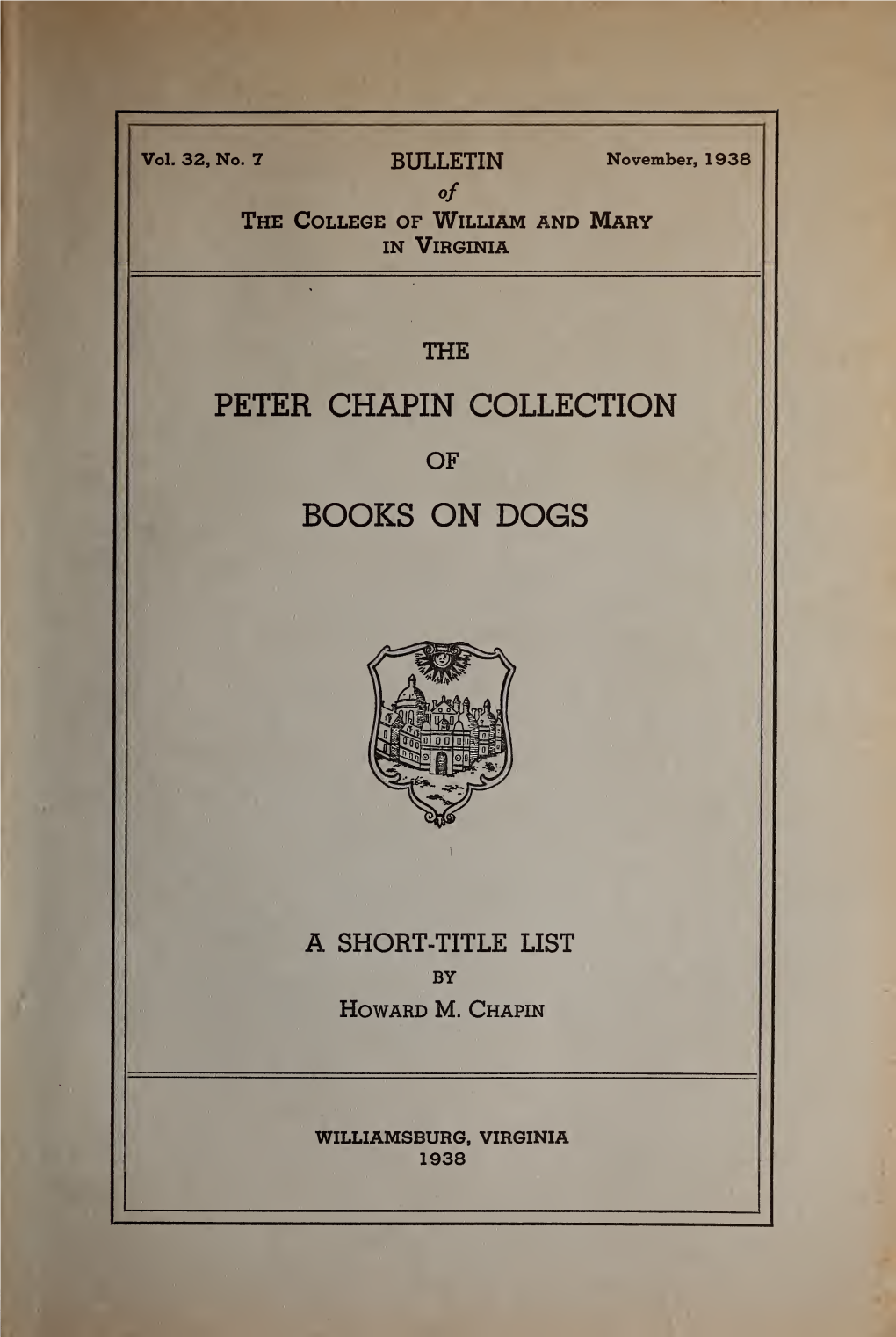 The Peter Chapin Collection of Books on Dogs