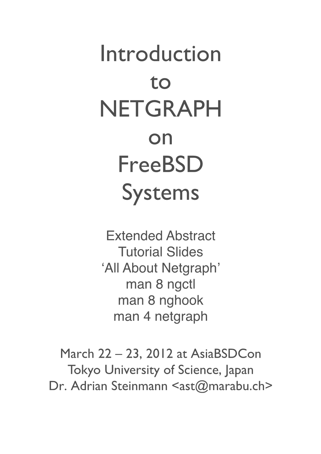 Introduction to NETGRAPH on Freebsd Systems