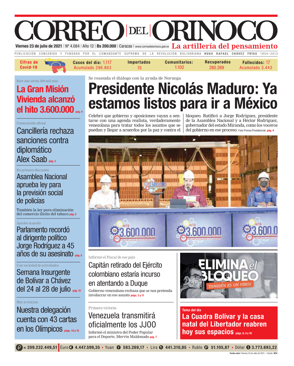 Presidente Nicolás Maduro: Ya Vivienda Alcanzó Estamos Listos Para Ir a México El Hito 3.600.000 Pág