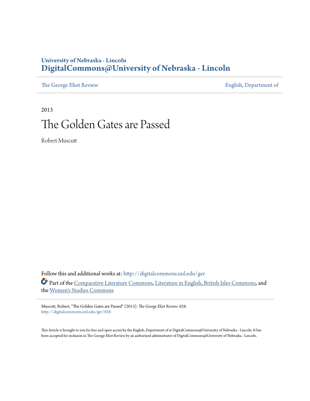 The Golden Gates Are Passed Robert Muscutt