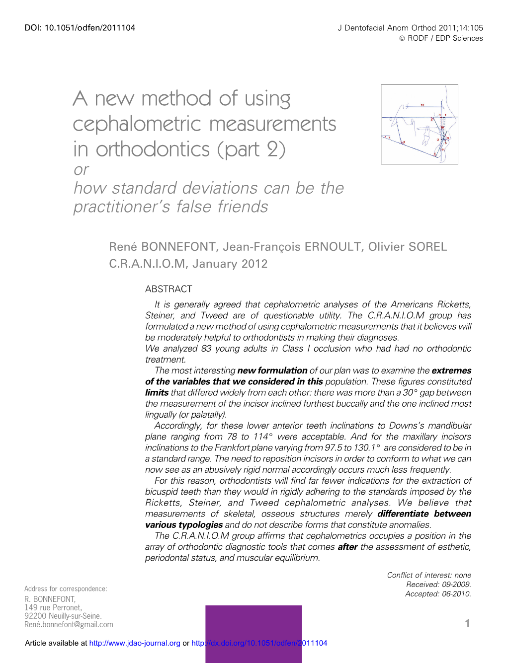 A New Method of Using Cephalometric Measurements in Orthodontics \(Part 2\) Or How Standard Deviations Can Be the Practitioner