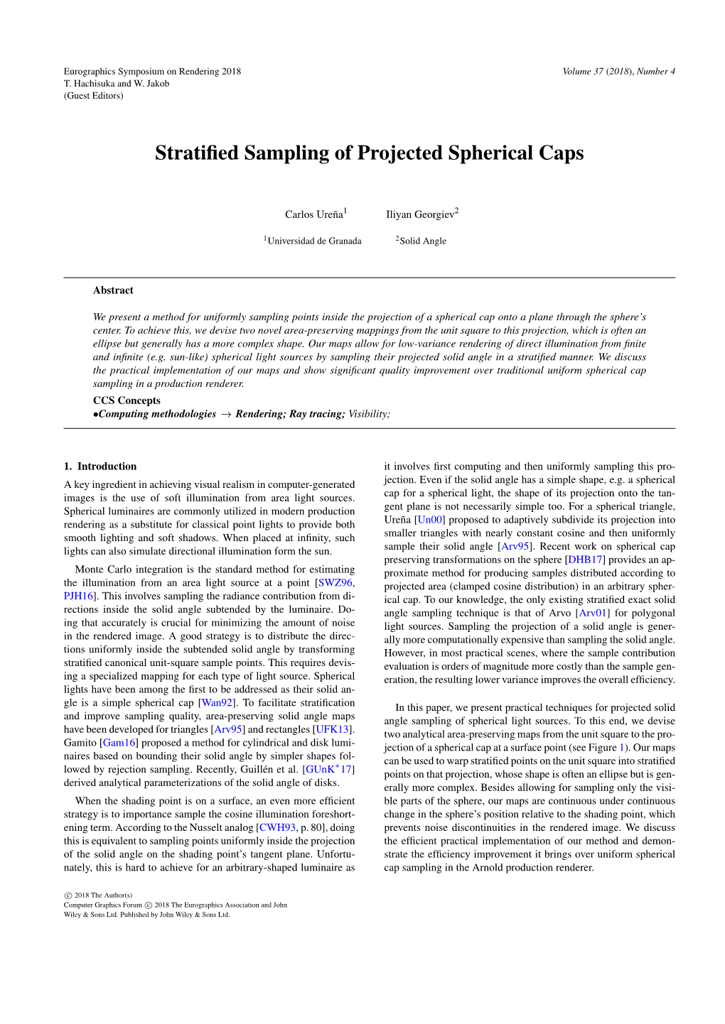 Stratified Sampling of Projected Spherical Caps