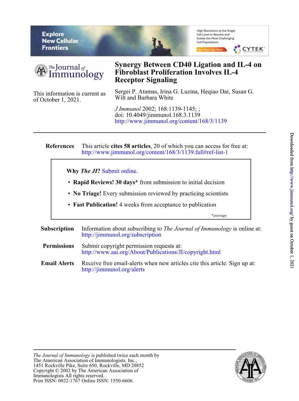 Receptor Signaling Fibroblast Proliferation Involves IL-4 Synergy