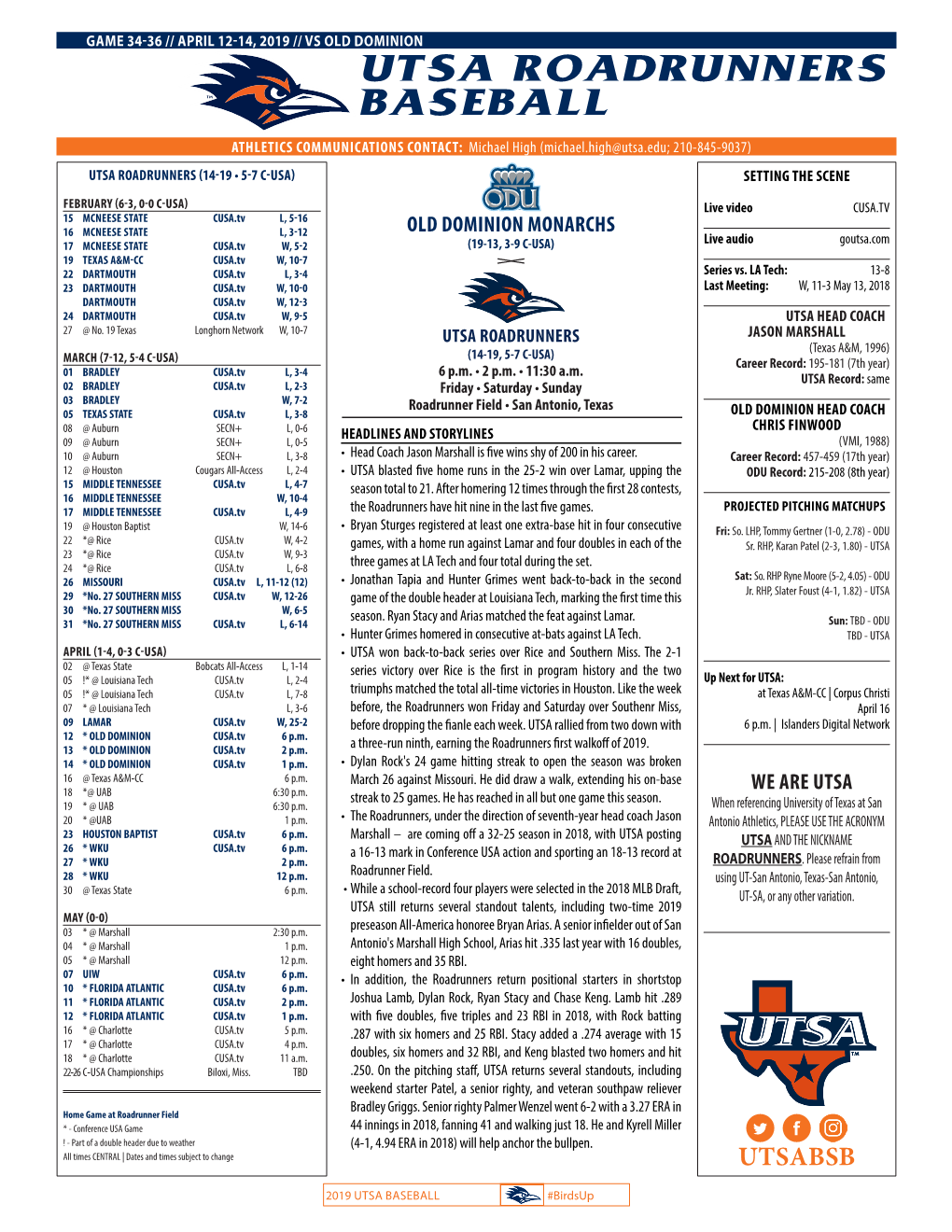 Baseball Utsa Roadrunners