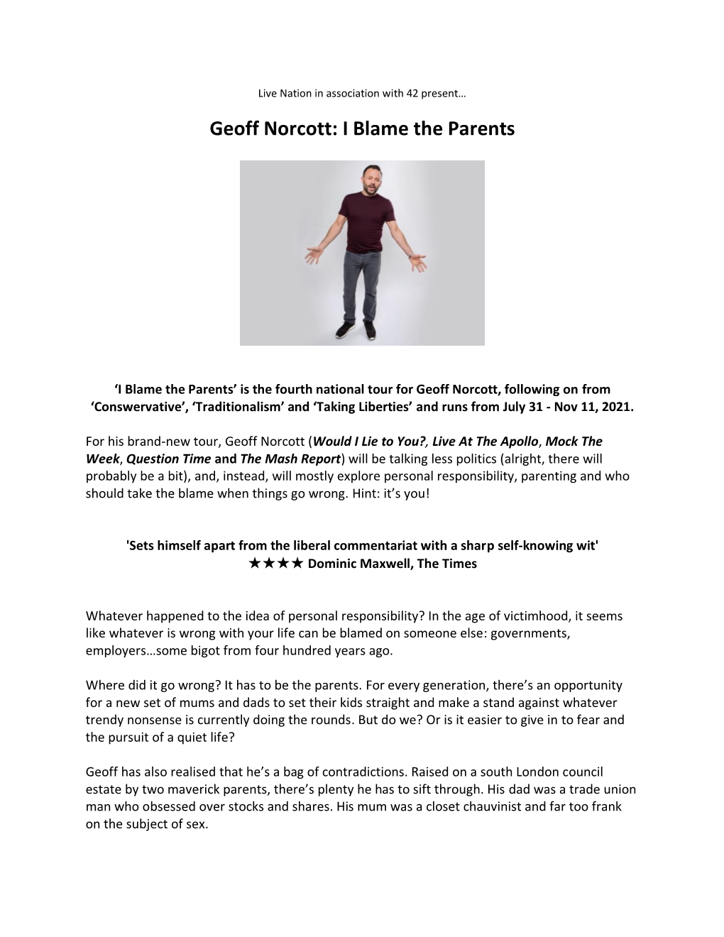 Geoff Norcott 2021 Tour