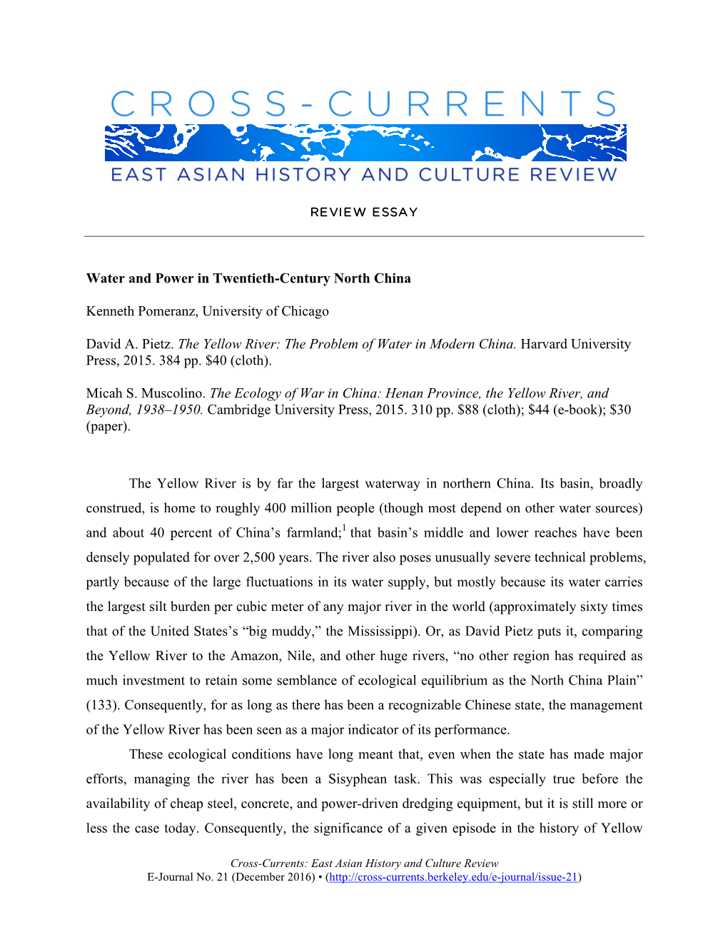 Water and Power in Twentieth-Century North China