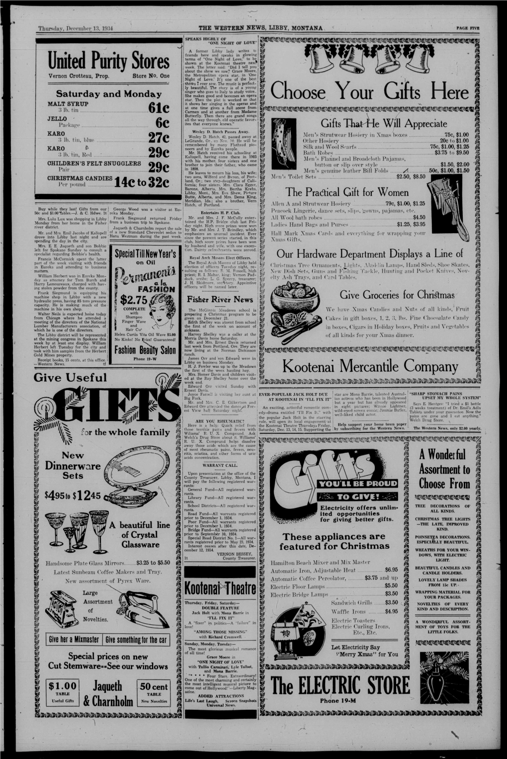 The Western News (Libby, Mont.), 1934-12-13, [P PAGE FIVE]