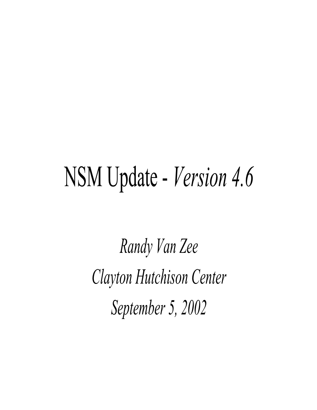 NSM Update - Version 4.6