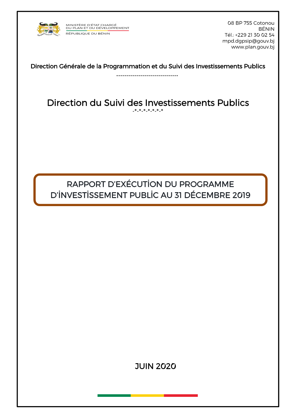 Direction Du Suivi Des Investissements Publics -*-*-*-*-*-*-*