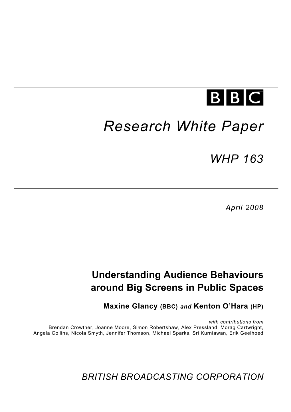 BBC Research White Paper WHP163
