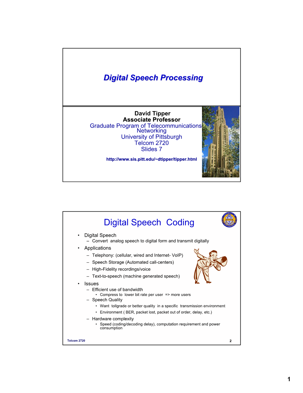 Digital Speech Coding