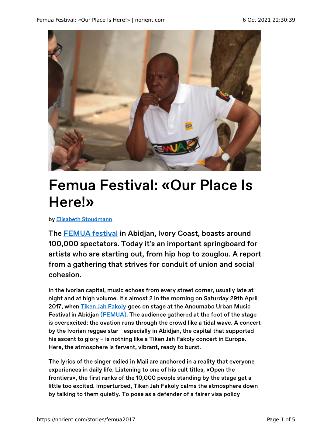 Femua Festival: «Our Place Is Here!» | Norient.Com 6 Oct 2021 22:30:39