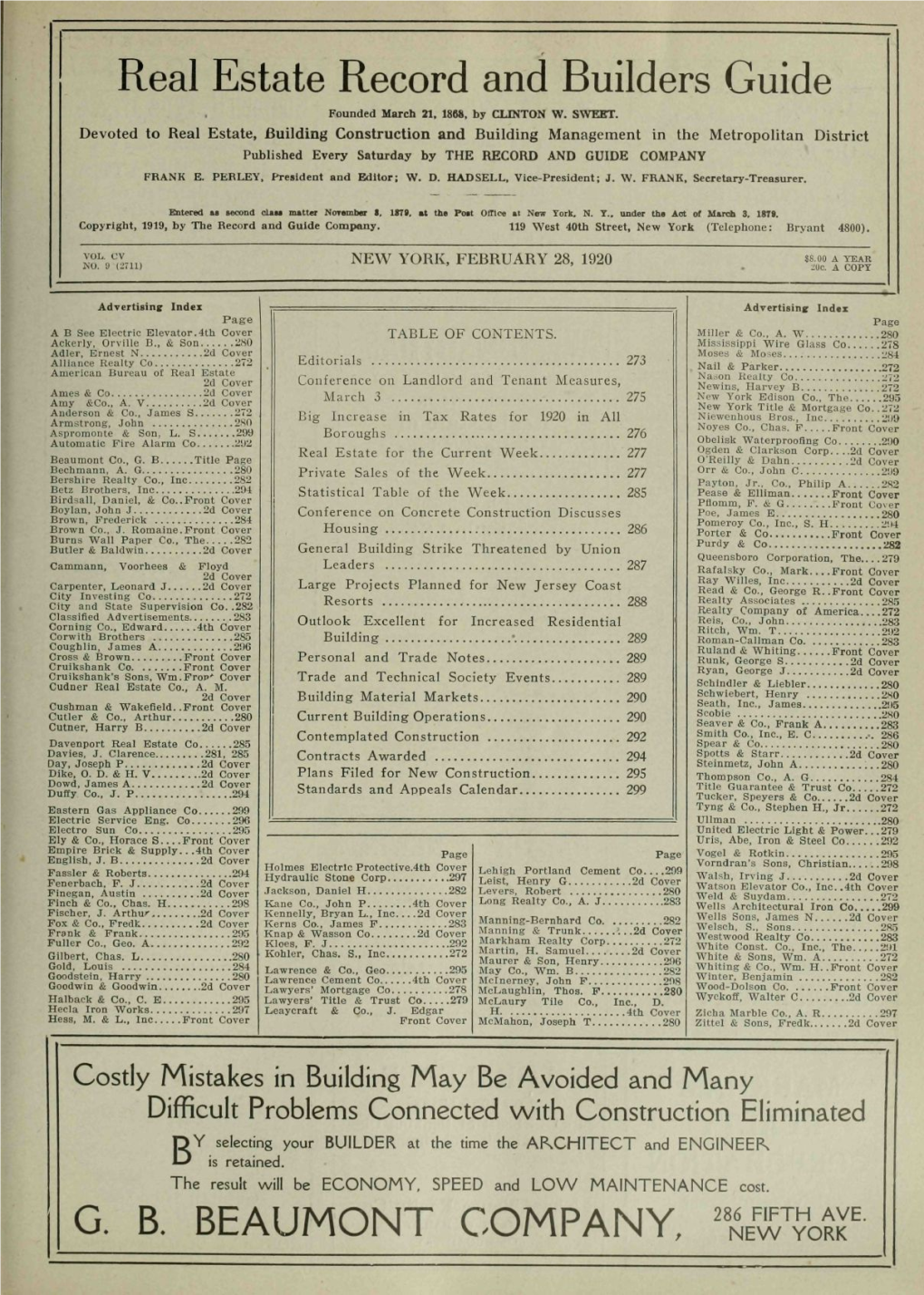 Real Estate Record and Builders Guide Founded Marcli 21, 1868, by CUNTON W