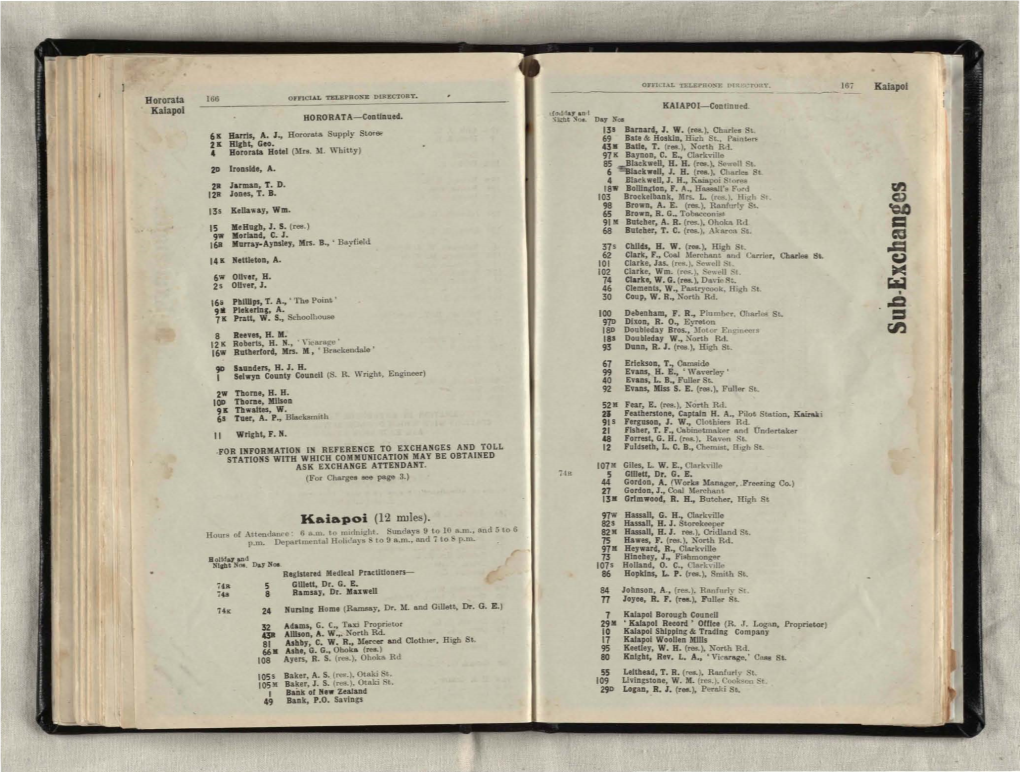 Telephone Directory. Christchurch. 1922