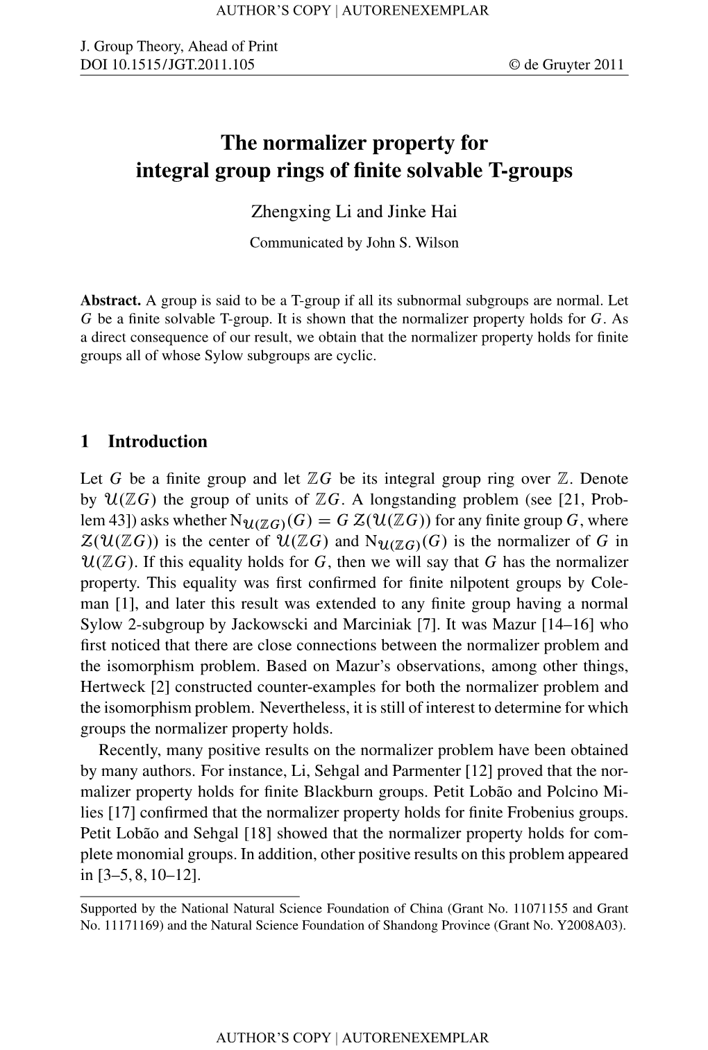 The Normalizer Property for Integral Group Rings of Finite Solvable T-Groups