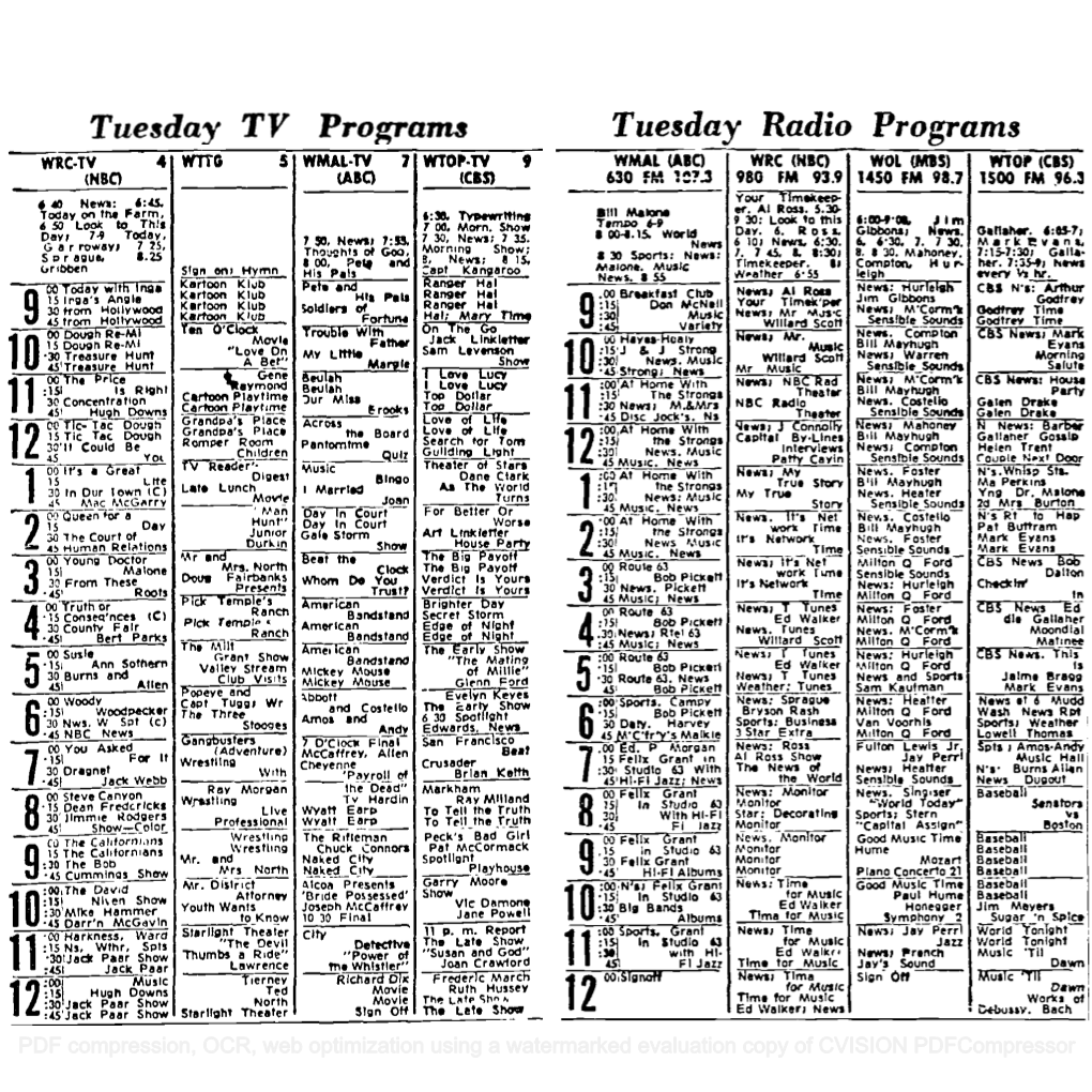 Tuesday Radio Programs