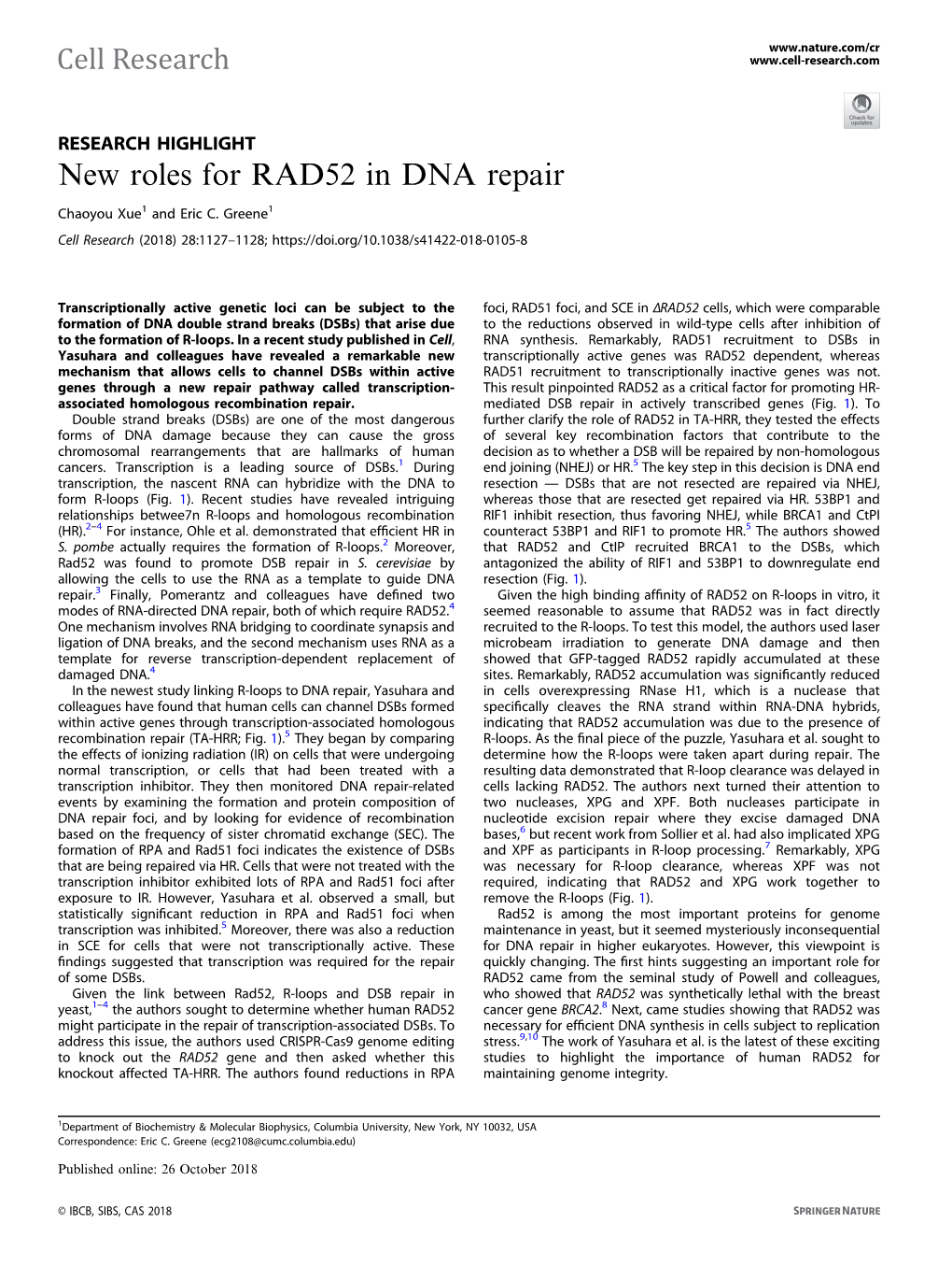 New Roles for RAD52 in DNA Repair