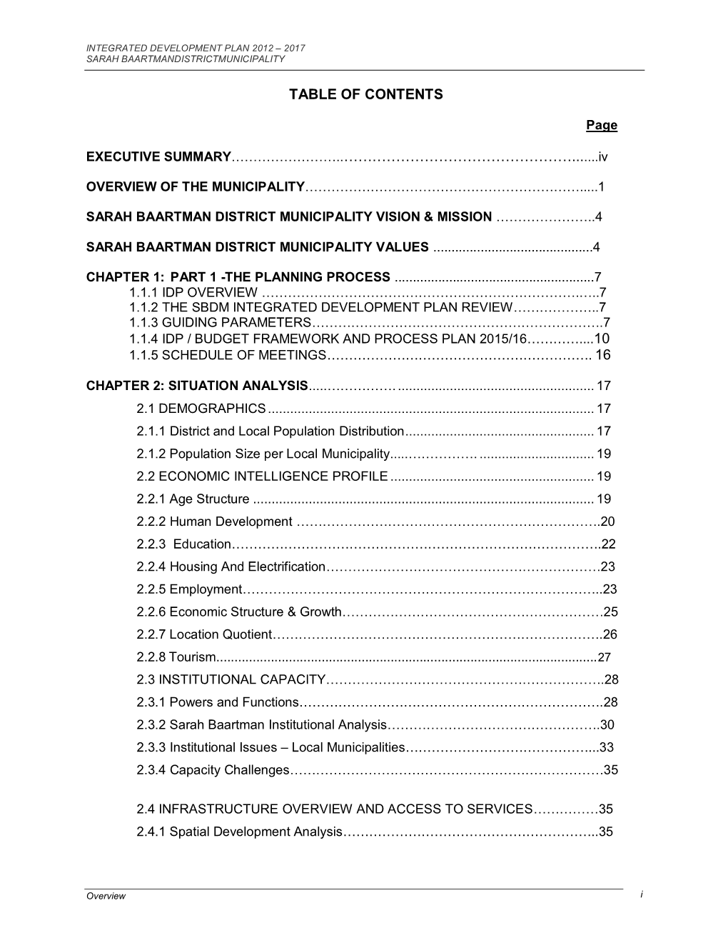 Table of Contents