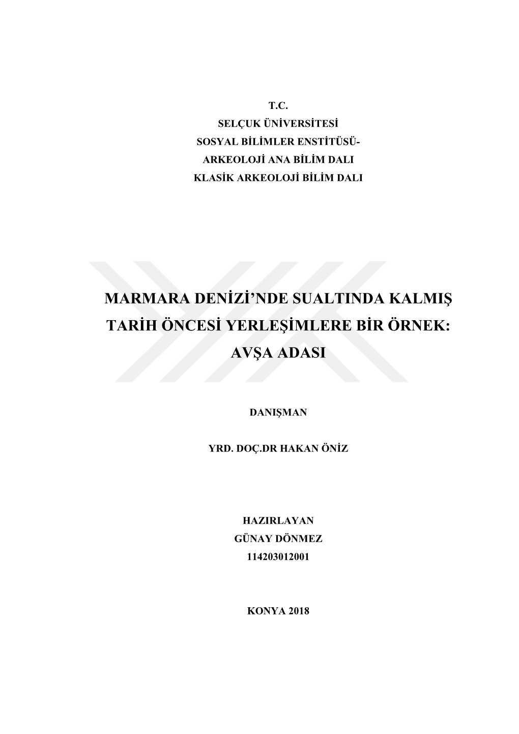 Marmara Denizi'nde Sualtında Kalmış Tarih Öncesi Yerleşimlere Bir Örnek