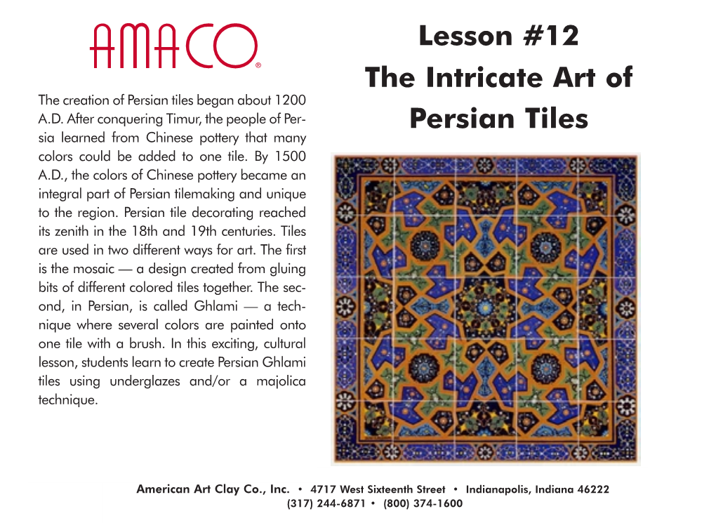 Lesson #12 the Intricate Art of Persian Tiles