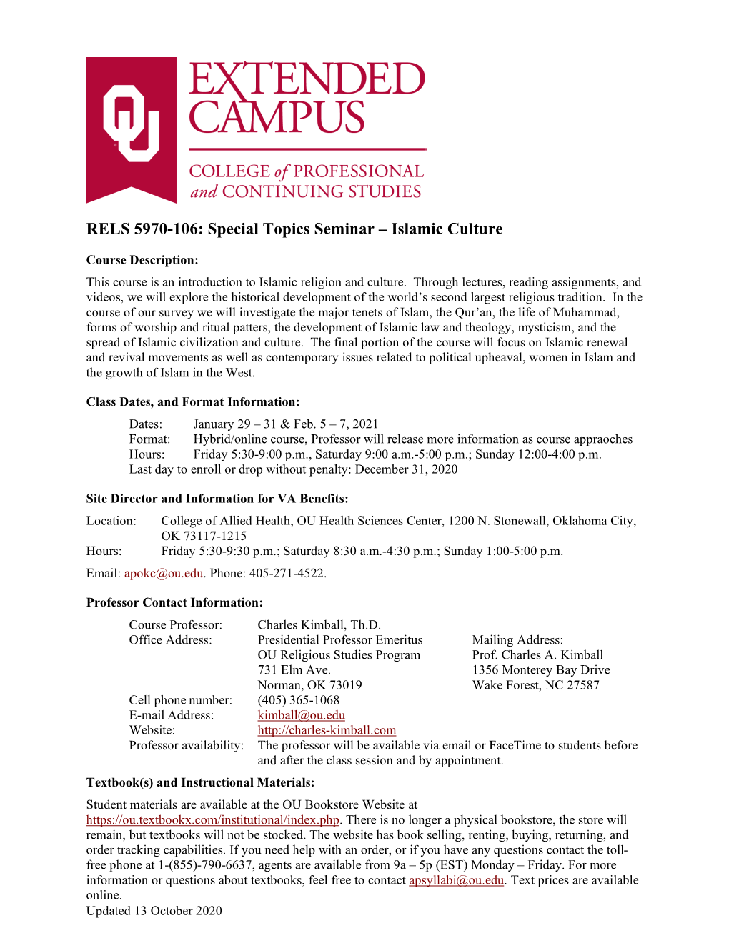 RELS 5970-106: Special Topics Seminar – Islamic Culture