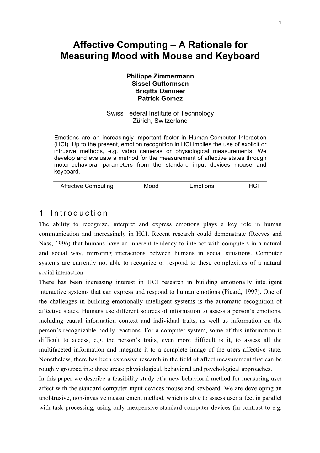 Affective Computing – a Rationale for Measuring Mood with Mouse and Keyboard