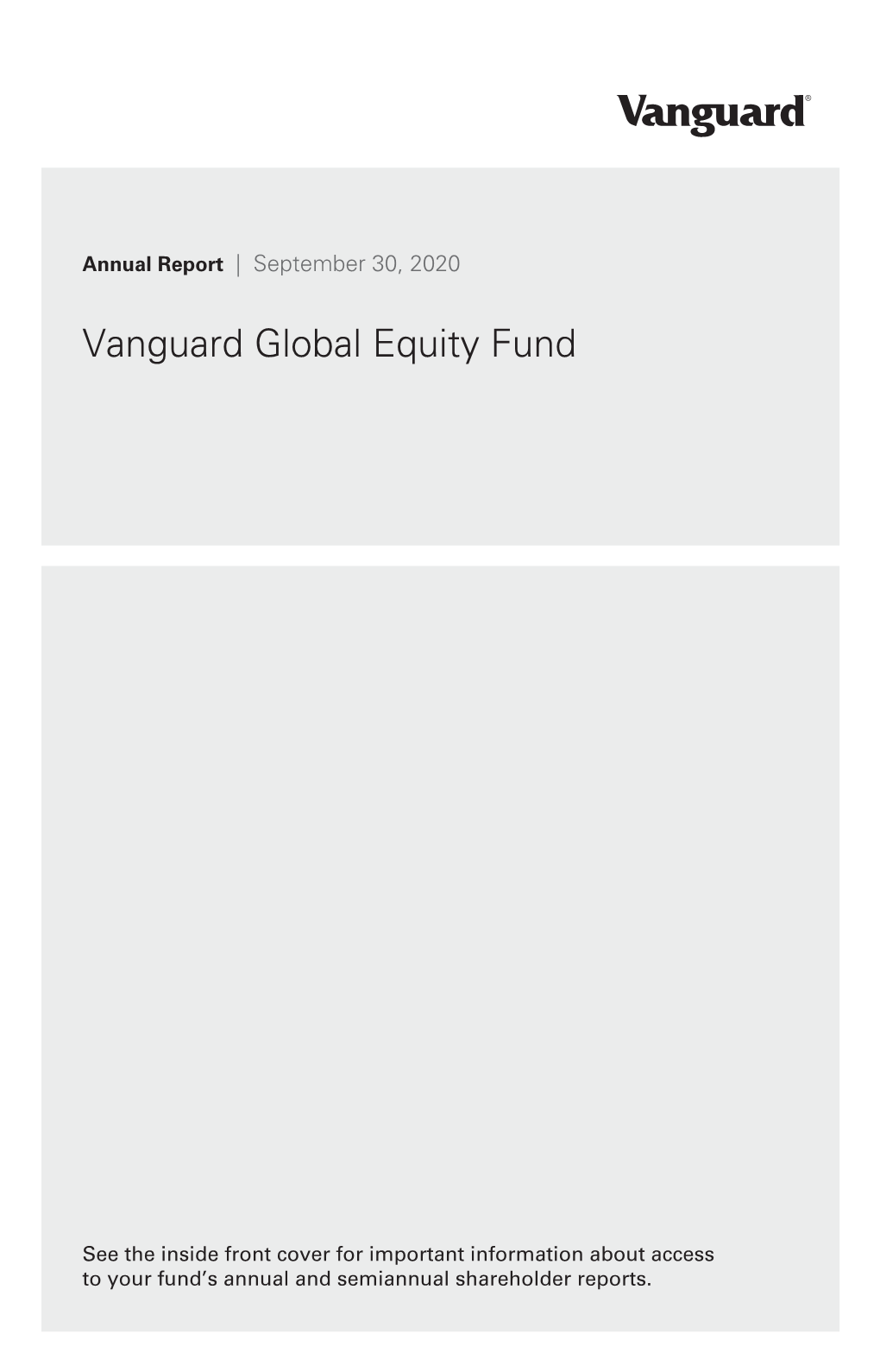 Vanguard Global Equity Fund Annual Report September 30, 2020