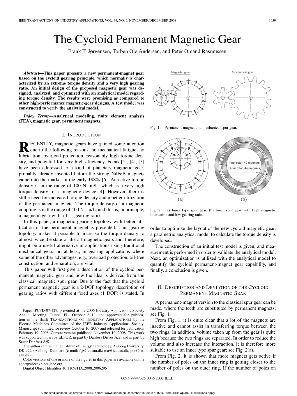 The Cycloid Permanent Magnetic Gear Frank T