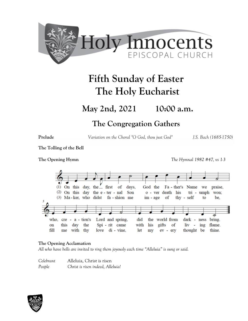 Fifth Sunday of Easter the Holy Eucharist