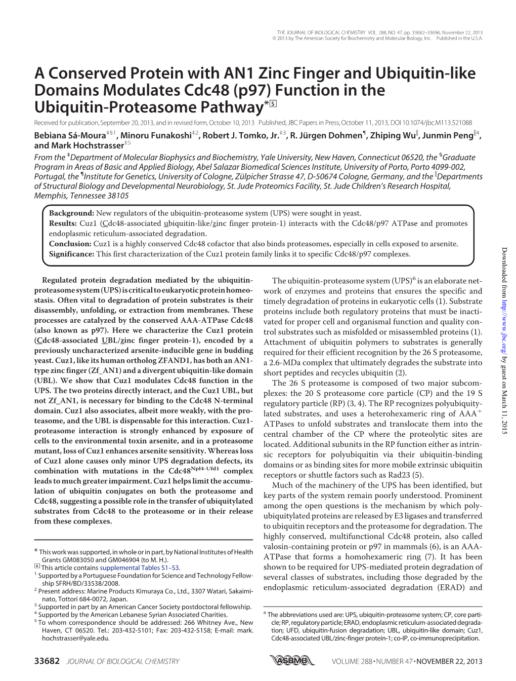 A Conserved Protein with AN1 Zinc Finger and Ubiquitin-Like Domains