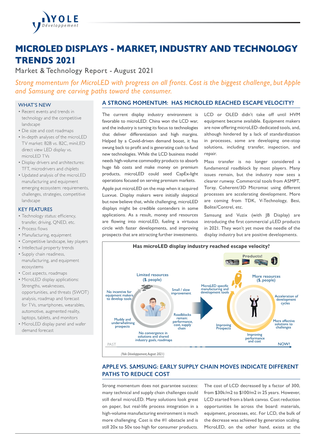 MICROLED DISPLAYS - MARKET, INDUSTRY and TECHNOLOGY TRENDS 2021 Market & Technology Report - August 2021 Strong Momentum for Microled with Progress on All Fronts