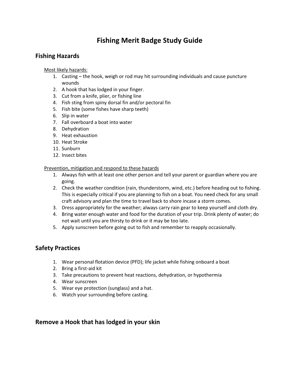 Fishing Merit Badge Study Guide