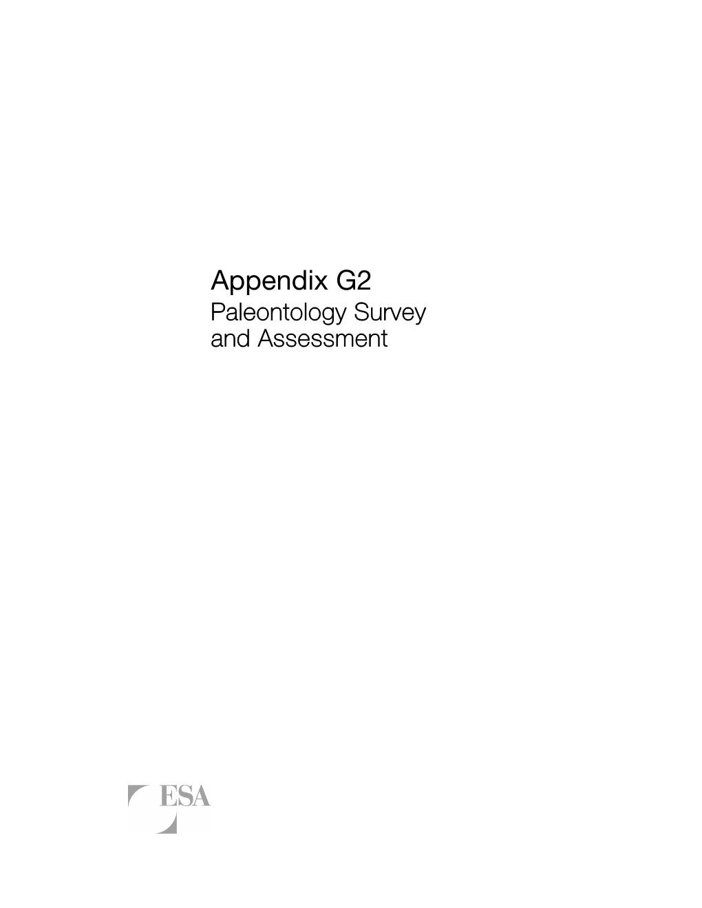 Appendix G2 Paleontology Survey and Assessment