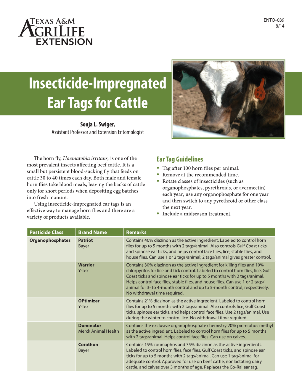 Insecticide-Impregnated Ear Tags for Cattle