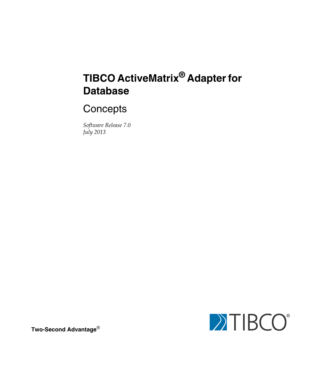 TIBCO Activematrix Adapter for Database Concepts Iv | Contents