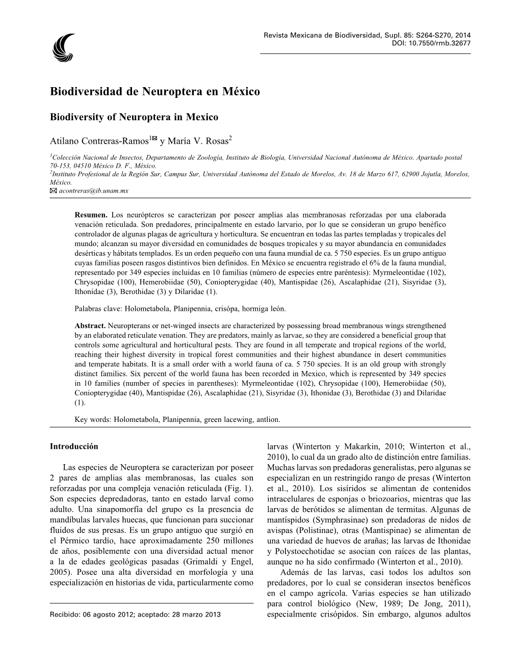 Biodiversidad De Neuroptera En México