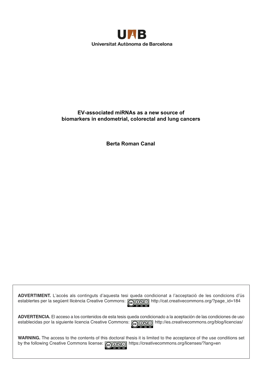 EV-Associated Mirnas As a New Source of Biomarkers in Endometrial, Colorectal and Lung Cancers