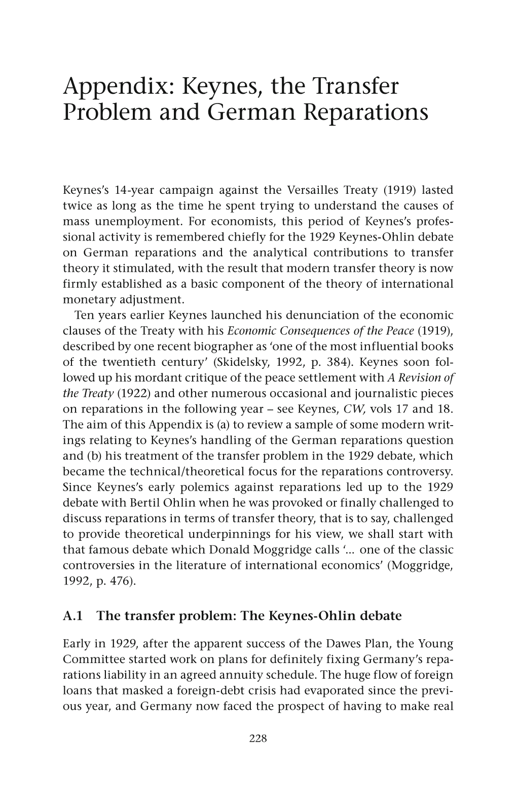 Appendix: Keynes, the Transfer Problem and German Reparations