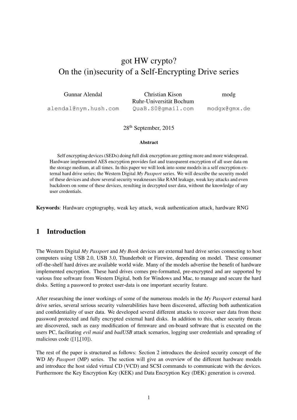 Got HW Crypto? on the (In)Security of a Self-Encrypting Drive Series